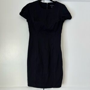 Banana Republic Pleated Cap Sleeve Sheath Cocktail Dress Black Size 6 Petite
